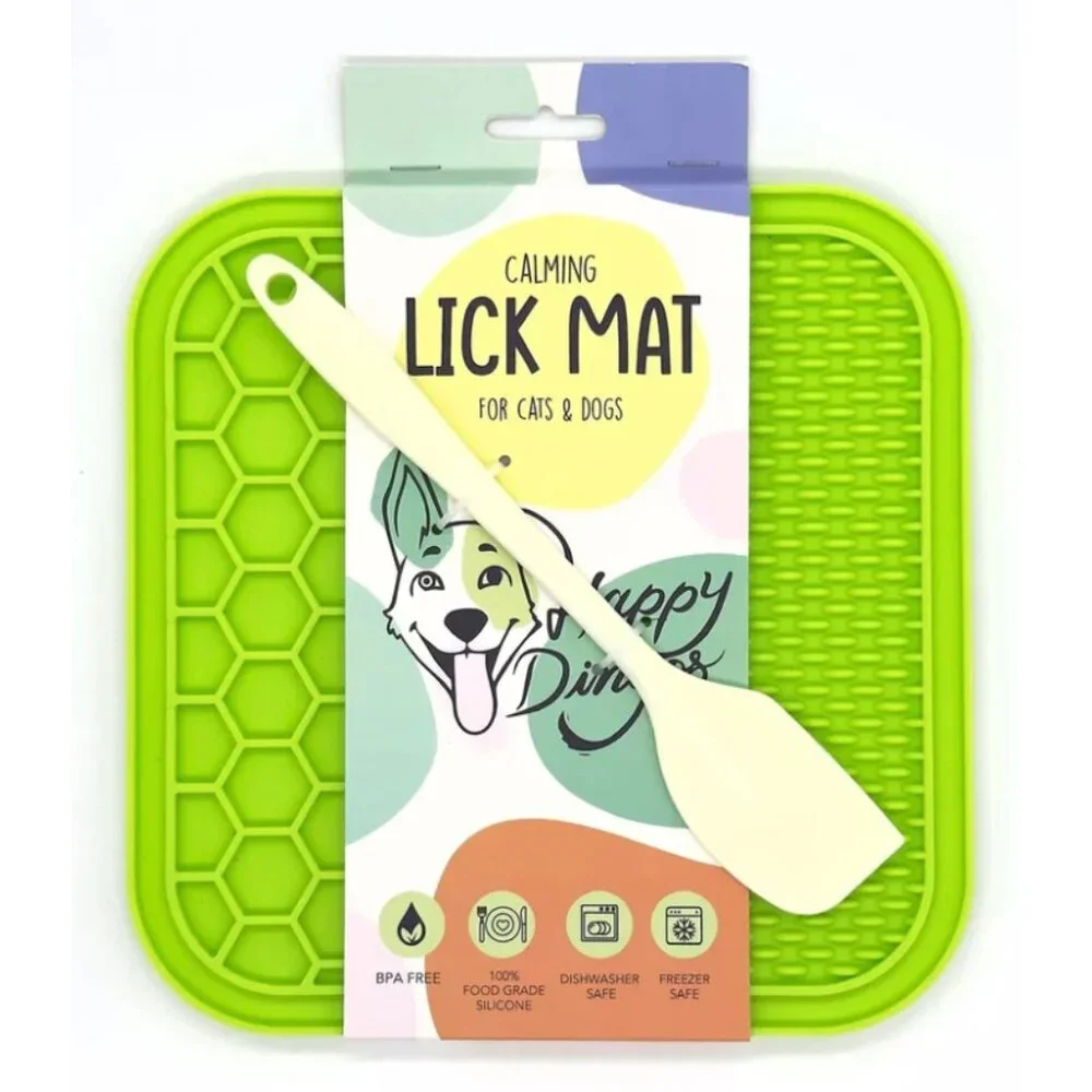 Happy Dingo Calming Lick Mat for Pets, Cat, Dog, Lime, NWT